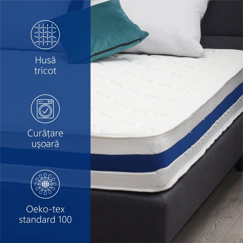 Casa si Gradina - Mobilier - Saltele si somiere - Saltele - Saltea Ortopedica, Best sleep, Univers, 105X190x20cm,15+3+2, Spuma poliuretanica cu memorie, matlasata cu memorie - Infinity.ro