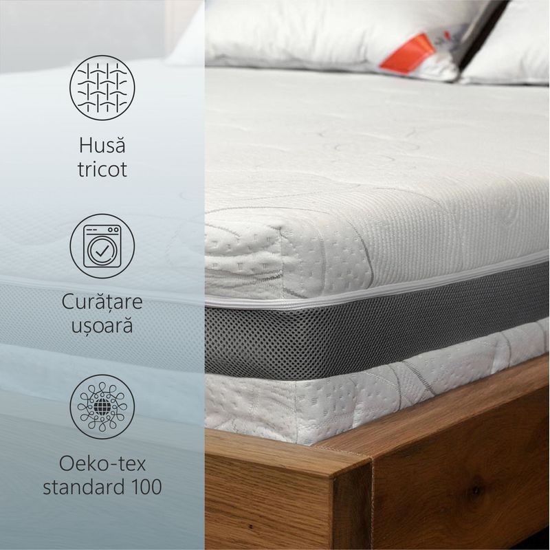 Casa si Gradina - Mobilier - Saltele si somiere - Saltele - Saltea ortopedica BEST SLEEP Aura Heroes, 160x190x20cm, spuma poliuretanica cu memorie, fermitate medie - Infinity.ro