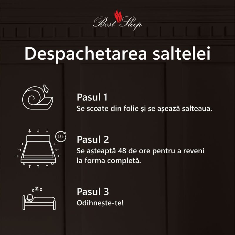 Casa si Gradina - Mobilier - Saltele si somiere - Saltele - Saltea ortopedica BEST SLEEP Best Bambus, 75x185x20 cm, husa cu fibra de bambus, matlasata - Infinity.ro