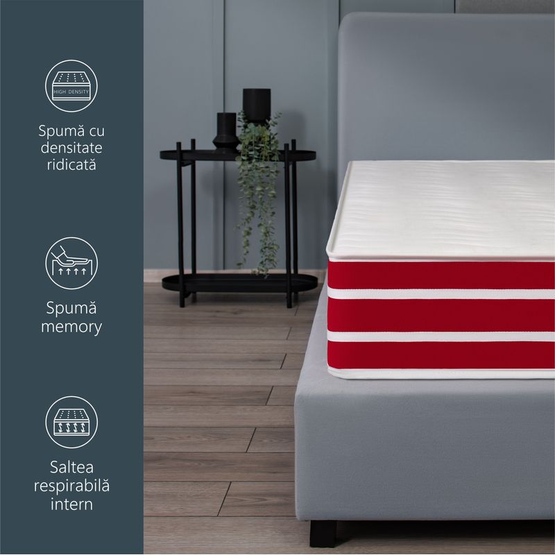 Casa si Gradina - Mobilier - Saltele si somiere - Saltele - Saltea Ortopedica, Best Sleep, Diamond red plus,106x190x18cm, 14+3 memory, spuma poliuretanica cu memorie - Infinity.ro