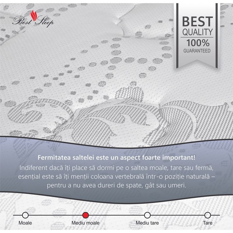 Casa si Gradina - Mobilier - Saltele si somiere - Saltele - Saltea ortopedica, Best Sleep, Total Care, 150x190x30 cm, Spuma Poliuretanica, Spuma Memory Matlasata in Husa - Infinity.ro