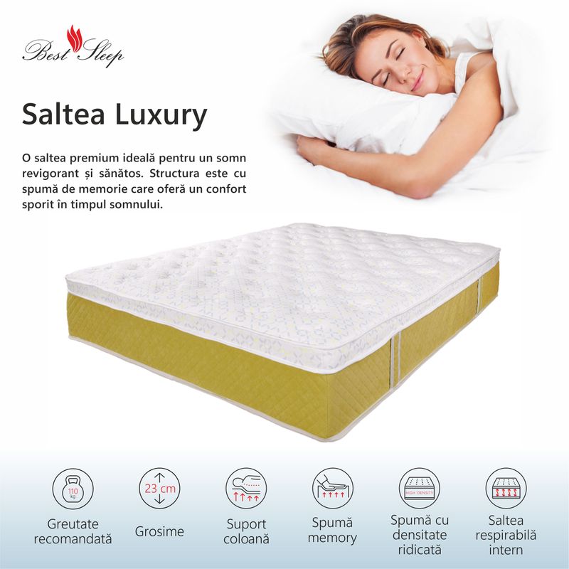 Casa si Gradina - Mobilier - Saltele si somiere - Saltele - Saltea Ortopedica, Best Sleep, Luxury Sleep, 115x200x23 cm, spuma Poliuretanica cu memorie - Infinity.ro