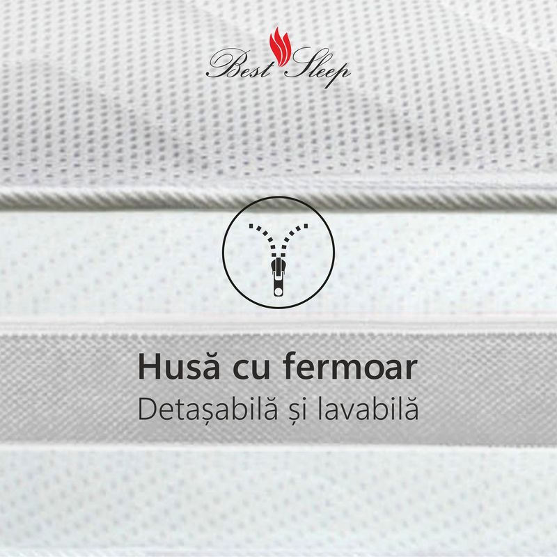 Casa si Gradina - Mobilier - Saltele si somiere - Saltele - Saltea ortopedica Best Sleep Bellise, 70x190x25cm, spuma poliuretanica cu memorie 4 cm,  hipoalergenica, reversibila - Infinity.ro