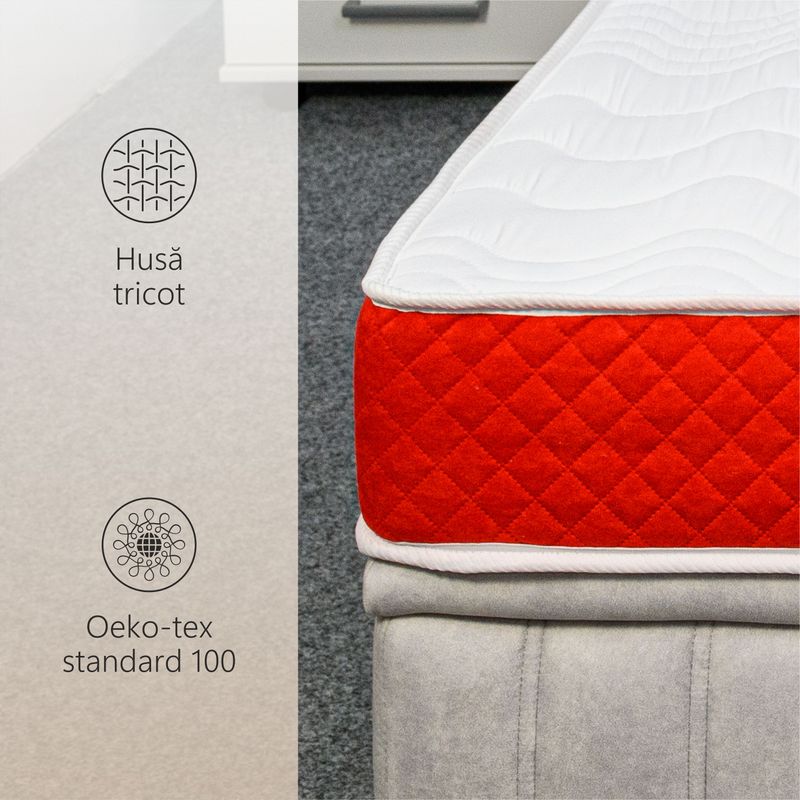 Casa si Gradina - Mobilier - Saltele si somiere - Saltele - Saltea ortopedica BEST SLEEP Diamond Red DoubleSide, 100x200x24, spuma poliuretanica, hipoalergenica, reversibila, ferma - Infinity.ro