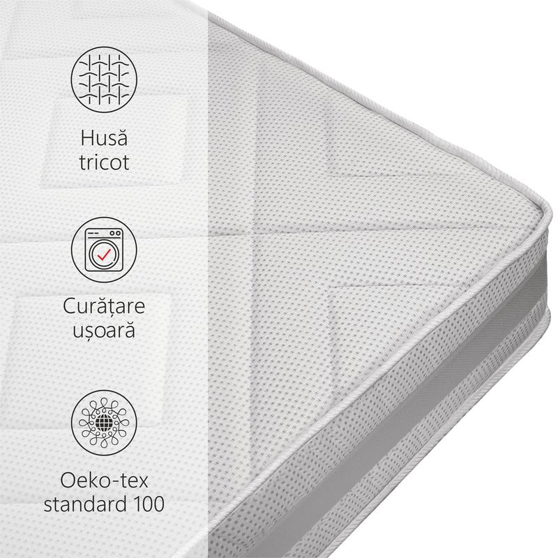 Casa si Gradina - Mobilier - Saltele si somiere - Saltele - Saltea ortopedica Best Sleep Bellise, 70x190x25cm, spuma poliuretanica cu memorie 4 cm,  hipoalergenica, reversibila - Infinity.ro