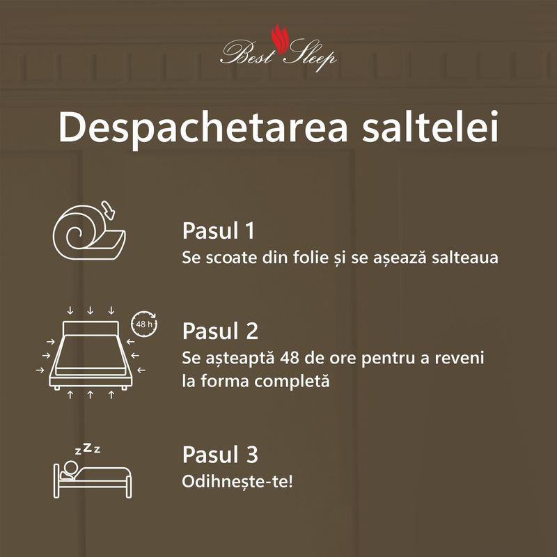 Casa si Gradina - Mobilier - Saltele si somiere - Saltele - Saltea ortopedica BEST SLEEP Diamond Red DoubleSide, 150x180x18cm, spuma poliuretanica, hipoalergenic, antibacterian - Infinity.ro
