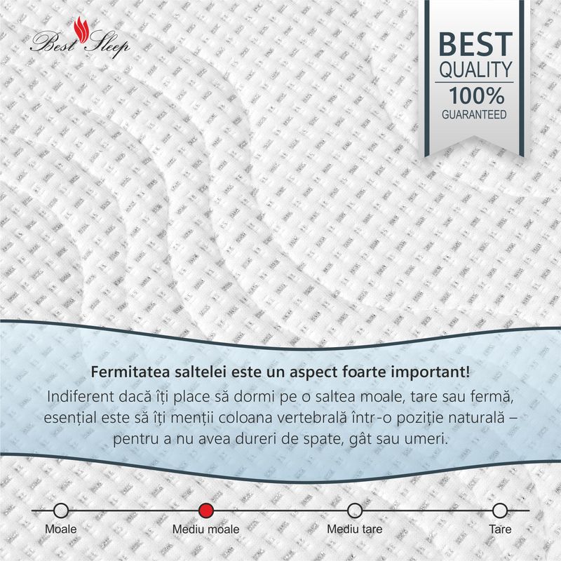 Casa si Gradina - Mobilier - Saltele si somiere - Saltele - Saltea Ortopedica, Best Sleep, Silver Sleep Argentum 11+4+1, 80x200x16 cm, spuma  cu memorie, fir cu ioni de argint - Infinity.ro