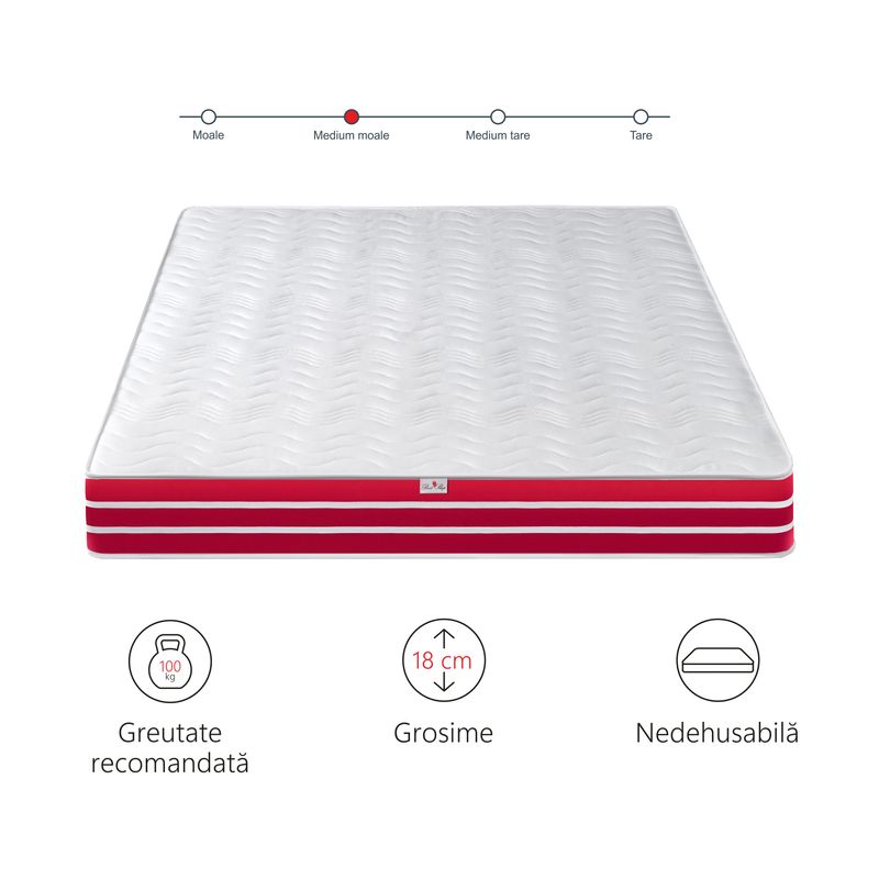 Casa si Gradina - Mobilier - Saltele si somiere - Saltele - Saltea Ortopedica, Best Sleep, Diamond red plus,165x190x18cm, 14+3 memory, spuma poliuretanica cu memorie - Infinity.ro