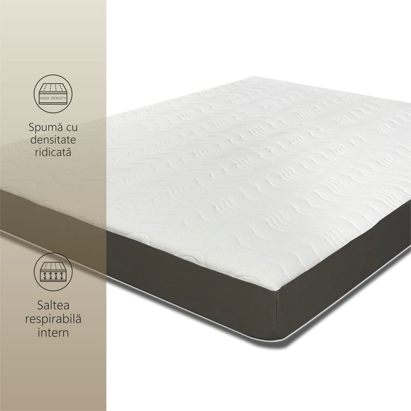 Casa si Gradina - Mobilier - Saltele si somiere - Saltele - Saltea ortopedica, Best Sleep Color Line Gray, 70x200x25cm, spuma poliuretanica, hipoalegenic, reversibila, ferma - Infinity.ro