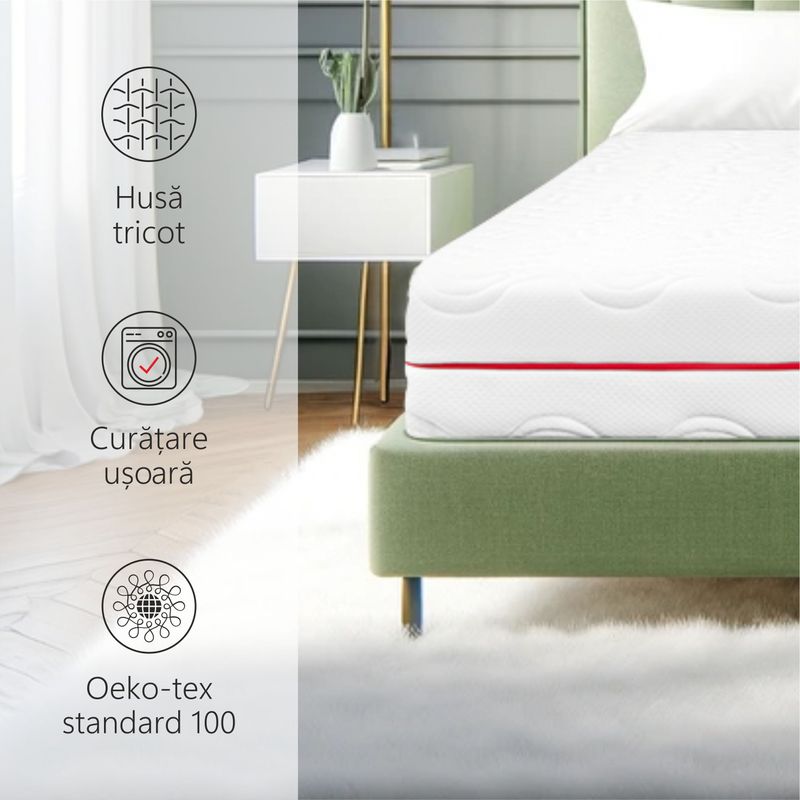 Casa si Gradina - Mobilier - Saltele si somiere - Saltele - Saltea Ortopedica, BestSleep, Waves,175x190x25 cm,21+4 Memory, spuma poliuretanica cu memorie, husa detasabila - Infinity.ro