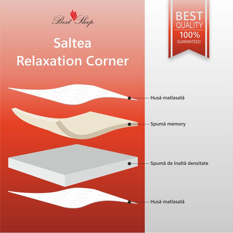 Casa si Gradina - Mobilier - Saltele si somiere - Saltele - Saltea Ortopedica,Best Sleep,Relaxation Corner Bordeaux 15+3+1,110x200x19 cm,spuma Poliuretanica cu memorie - Infinity.ro