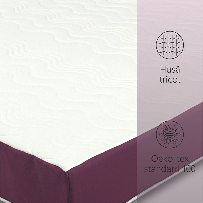 Casa si Gradina - Mobilier - Saltele si somiere - Saltele - Saltea ortopedica, Best Sleep Color Line Purple, 140x200x20cm, spuma poliuretanica, hipoalegenic, reversibila, ferma - Infinity.ro