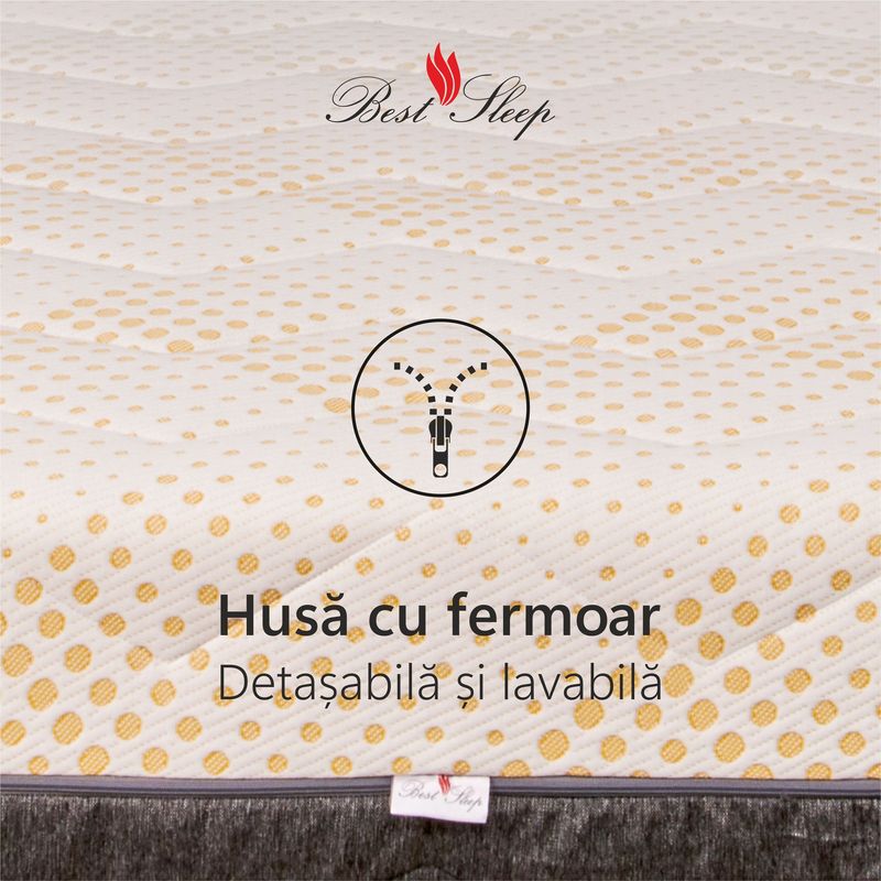 Casa si Gradina - Mobilier - Saltele si somiere - Saltele - Saltea Ortopedica, Best Sleep, Yellow Diamond, 110x190x27 cm, 7+12+3+3+2, Spuma poliuretanica cu memorie, arcuri pocketa - Infinity.ro