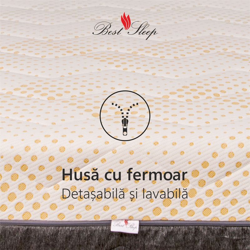 Casa si Gradina - Mobilier - Saltele si somiere - Saltele - Saltea Ortopedica, Best Sleep, Yellow Diamond, 90x200x29 cm, 8+12+4+3+2, Spuma poliuretanica cu memorie, arcuri pocketa - Infinity.ro