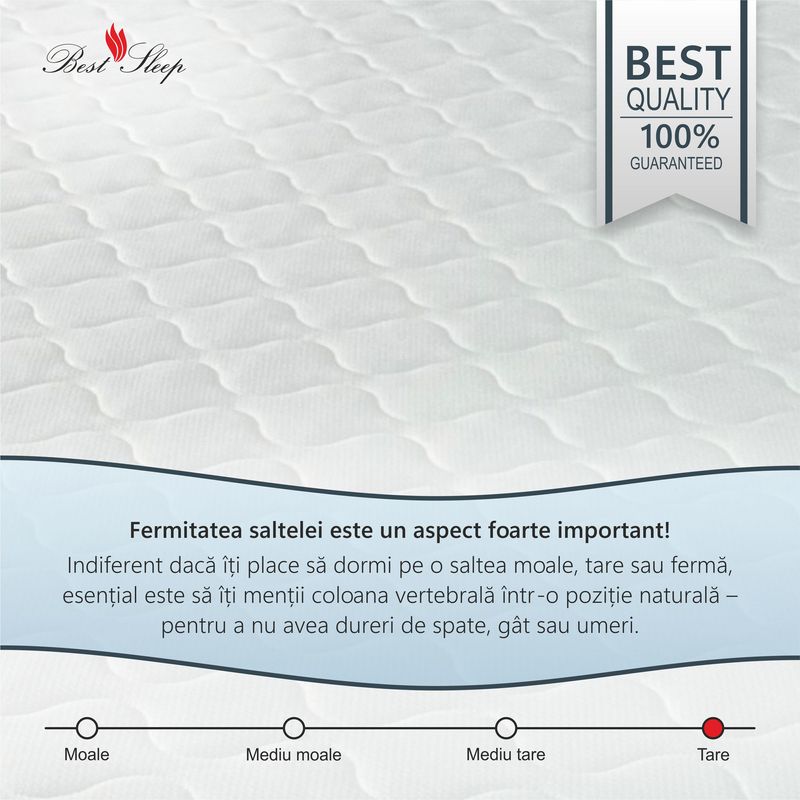 Casa si Gradina - Mobilier - Saltele si somiere - Saltele - Saltea ortopedica BEST SLEEP Happy DoubleSide, 160x190x20 cm, spuma poliuretanica, hipoalergenica, reversibila, ferma - Infinity.ro