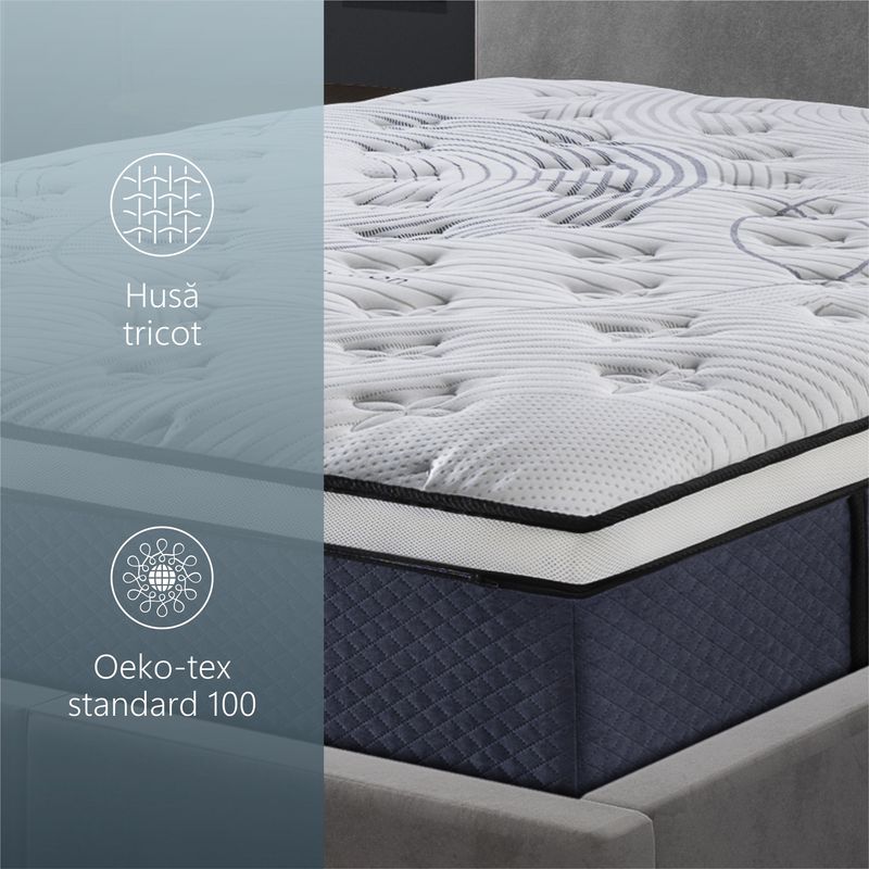 Casa si Gradina - Mobilier - Saltele si somiere - Saltele - Saltea ortopedica Best Sleep Ocean, 80x190x33cm, Arcuri Pocket, spuma memory, 7 zone de confort, fermitate medie - Infinity.ro