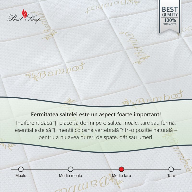 Casa si Gradina - Mobilier - Saltele si somiere - Saltele - Saltea Ortopedica, Best Sleep, Vitality Bambus 12+2+6, 180x200x20cm, spuma poliuretanica cu memorie si fibra de cocos - Infinity.ro