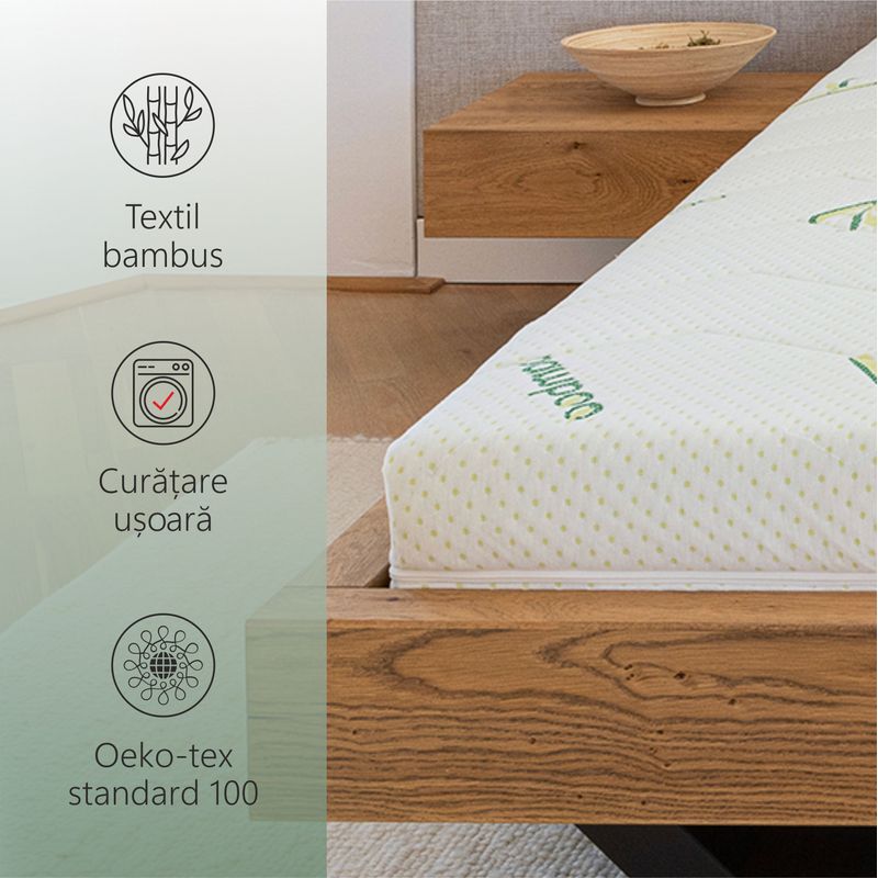 Casa si Gradina - Mobilier - Saltele si somiere - Saltele - Saltea Ortopedica, Best Sleep Bamboo Feel 16cm, 90x190x16cm, Spuma poliuretanica, , lavabila, matlasata, fibre de bambus - Infinity.ro