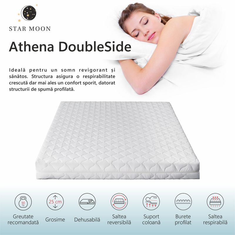 Casa si Gradina - Mobilier - Saltele si somiere - Saltele - Saltea Ortopedica Star Moon, Athena DoubleSide, 140x190x25cm, spuma poliuretanica, reversibila, ferma - Infinity.ro