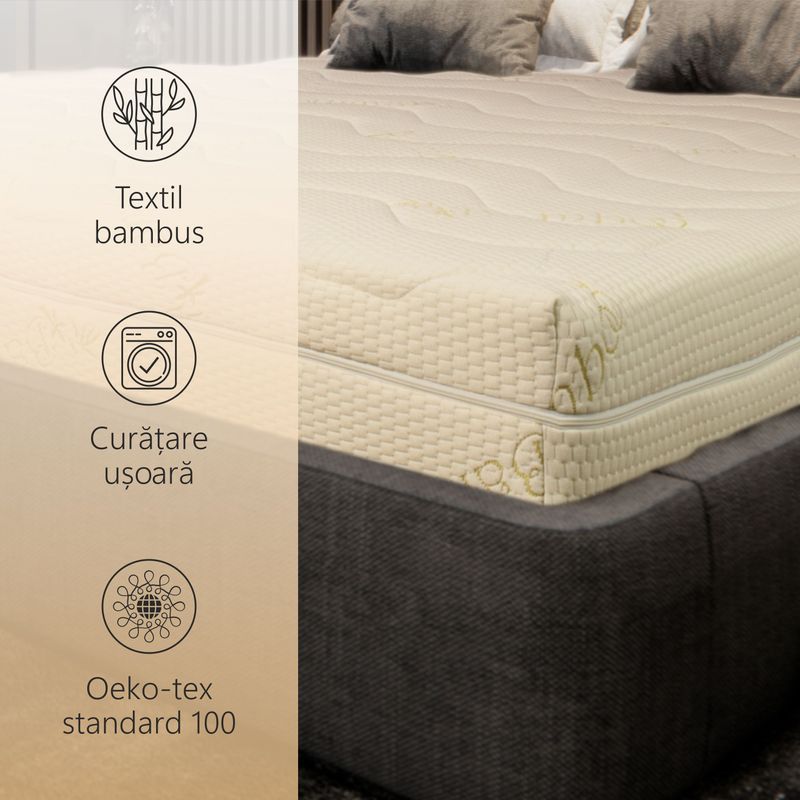 Casa si Gradina - Mobilier - Saltele si somiere - Saltele - Saltea Ortopedica, Best Sleep, Best Bambus, 80x200x25 cm, 20+4+1, Spuma poliuretanica,latex cool gel, hipoalergenica - Infinity.ro