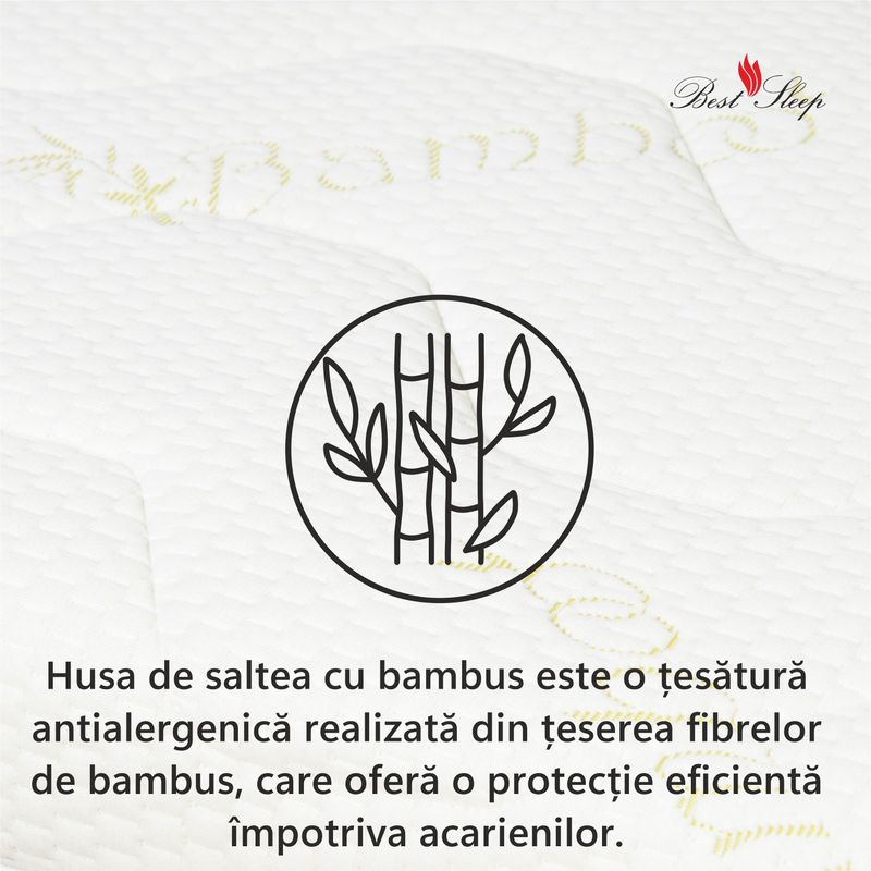 Casa si Gradina - Mobilier - Saltele si somiere - Saltele - Saltea Ortopedica, Best Sleep, Best Bambus, 80x200x25 cm, 20+4+1, Spuma poliuretanica,latex cool gel, hipoalergenica - Infinity.ro