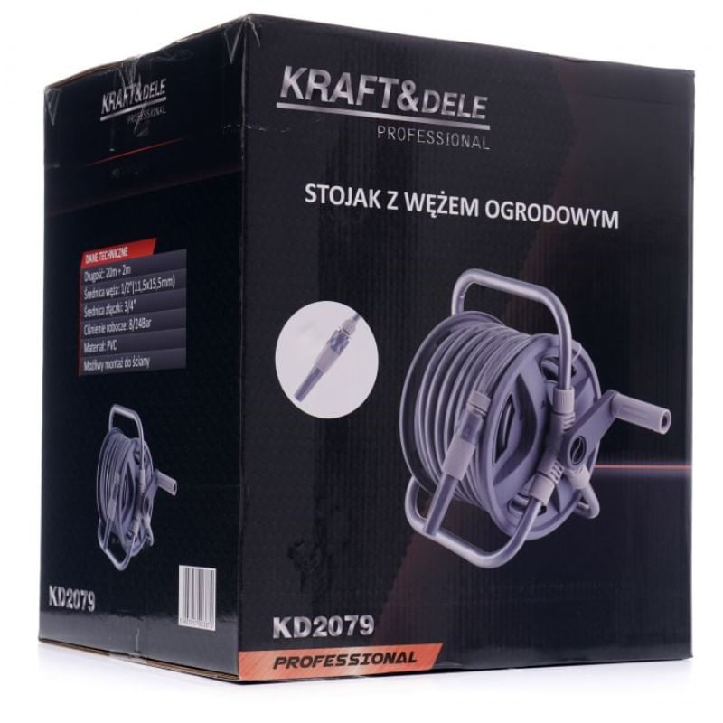 Casa si Gradina - Gradinarit si plante - Instalatii si accesorii pentru irigatii - Furtunuri de gradina si accesorii - Suport cu furtun de gradina, Kraft&Dele, 20m - Infinity.ro