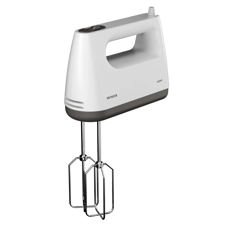 Mixer de mana Aiwa AHX-600, 450W, 5 viteze, Functie Turbo, Tel dublu, Palete de framantare, Alb