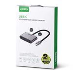 Laptop, Telefoane si Tablete - Telefoane mobile si accesorii - Accesorii Telefoane - Cabluri si adaptoare telefoane - Adaptor video UGREEN CM162 USB-C tata - VGA/HDMI mama, 4K, 30Hz, 2 moduri, 100W, 25cm, Silver - Infinity.ro