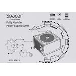 PC, gaming si accesorii - Componente PC - Componente - Surse de alimentare PC - Sursa modulara Spacer SP-MP-500, 80 PLUS®, 500 W, BULK - Infinity.ro