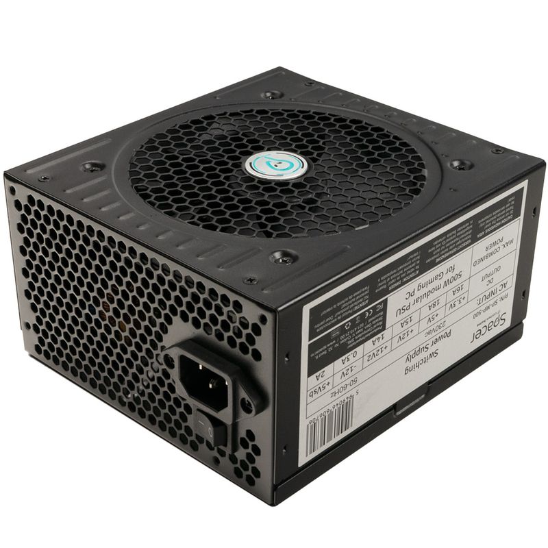 PC, gaming si accesorii - Componente PC - Componente - Surse de alimentare PC - Sursa modulara Spacer SP-MP-500, 80 PLUS®, 500 W, BULK - Infinity.ro