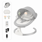 Casa si Gradina - Mobilier - Mobilier copii - Balansoare, leagane si hamace - Leagan Electric Multifunctional pentru Bebelusi HappyK Telecomanda, Bluetooth, EasyTouch, Jucarii, Gri - Infinity.ro