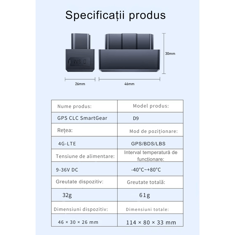 Auto si Moto - Electronice auto - Navigatii GPS - Mini GPS Tracker Auto OBD 4G Negru – Urmarire in Timp Real, Istoric Traseu, Alerte Viteza si Zona, Instalare Rapida - Infinity.ro