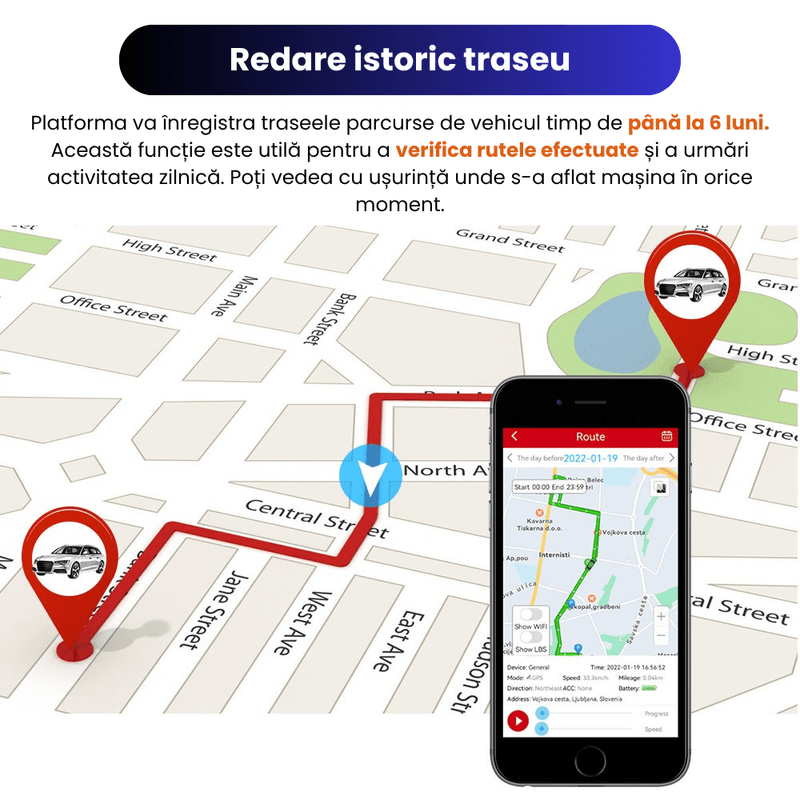 Auto si Moto - Electronice auto - Navigatii GPS - Mini GPS Tracker Auto OBD 4G Negru – Urmarire in Timp Real, Istoric Traseu, Alerte Viteza si Zona, Instalare Rapida - Infinity.ro