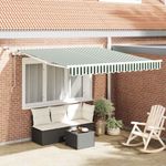 Casa si Gradina - Gradina si terasa - Umbrele si pavilioane - Pavilioane - Cortina Retractabila Verde si alb 350 x 250 cm Stofa si Metal - Infinity.ro
