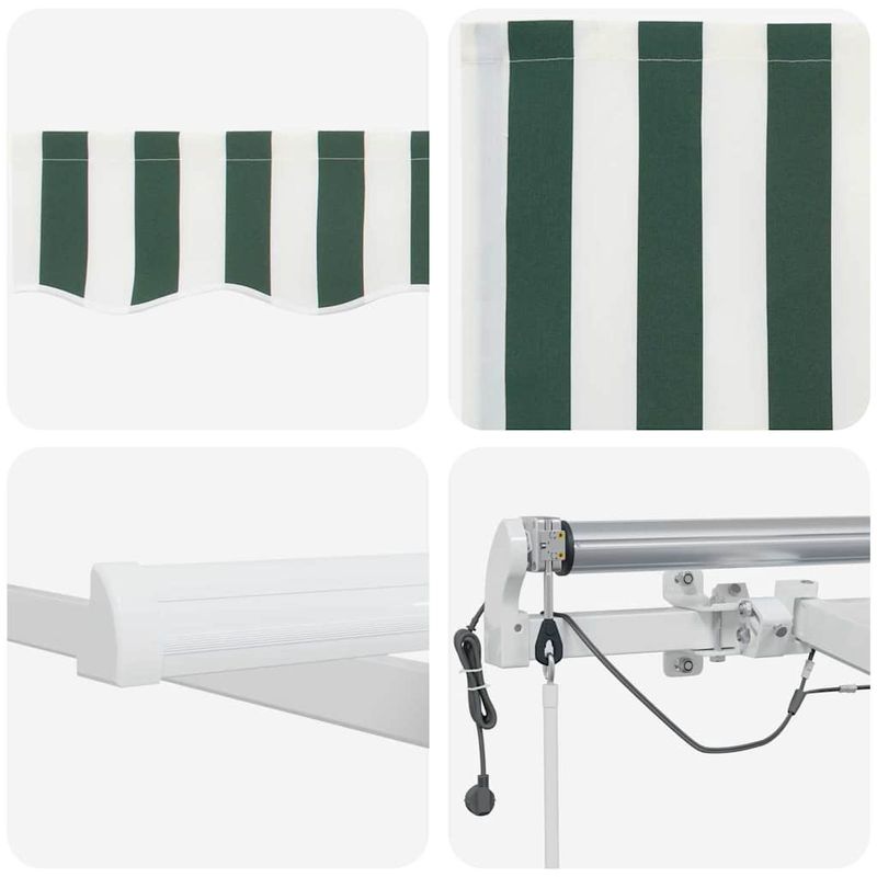 Casa si Gradina - Gradina si terasa - Umbrele si pavilioane - Pavilioane - Cortina Retractabila Verde si alb 350 x 250 cm Stofa si Metal - Infinity.ro
