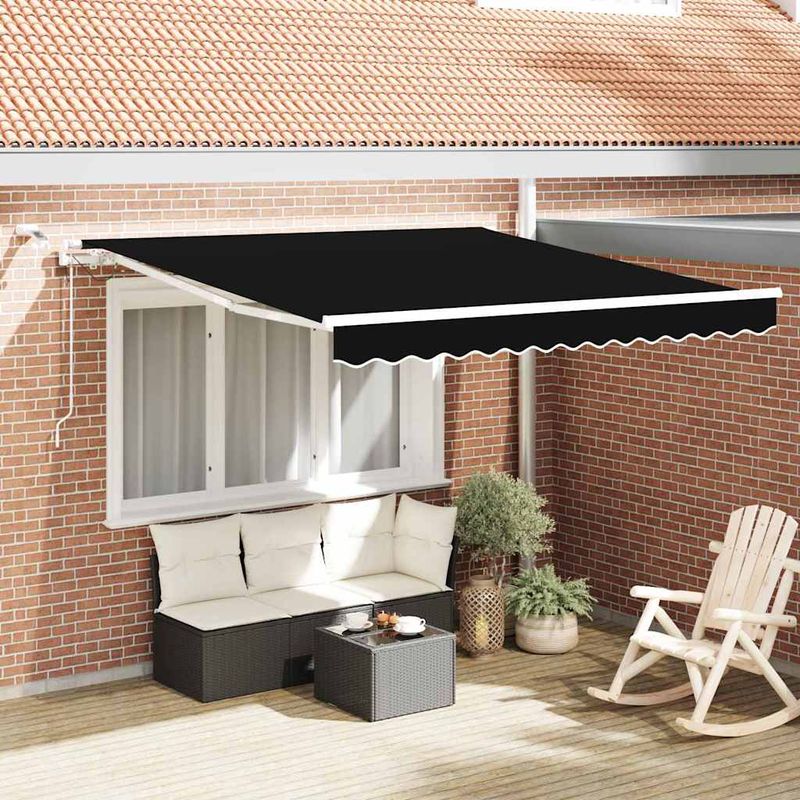 Casa si Gradina - Gradina si terasa - Umbrele si pavilioane - Pavilioane - Cortina Retractabila Negru 300 x 250 cm Stofa si Metal - Infinity.ro
