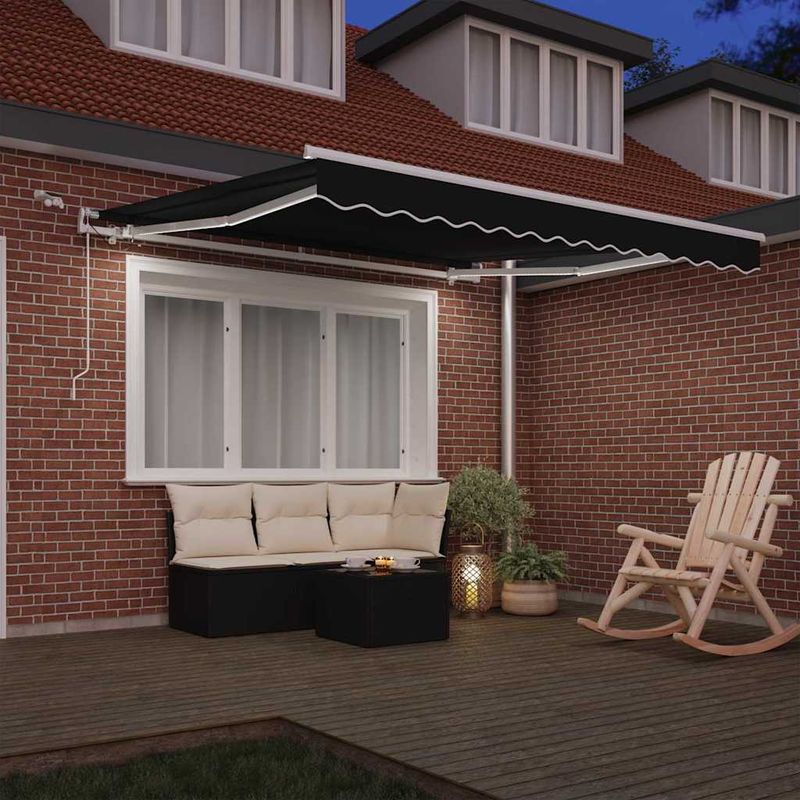 Casa si Gradina - Gradina si terasa - Umbrele si pavilioane - Pavilioane - Cortina Retractabila Negru 300 x 250 cm Stofa si Metal - Infinity.ro