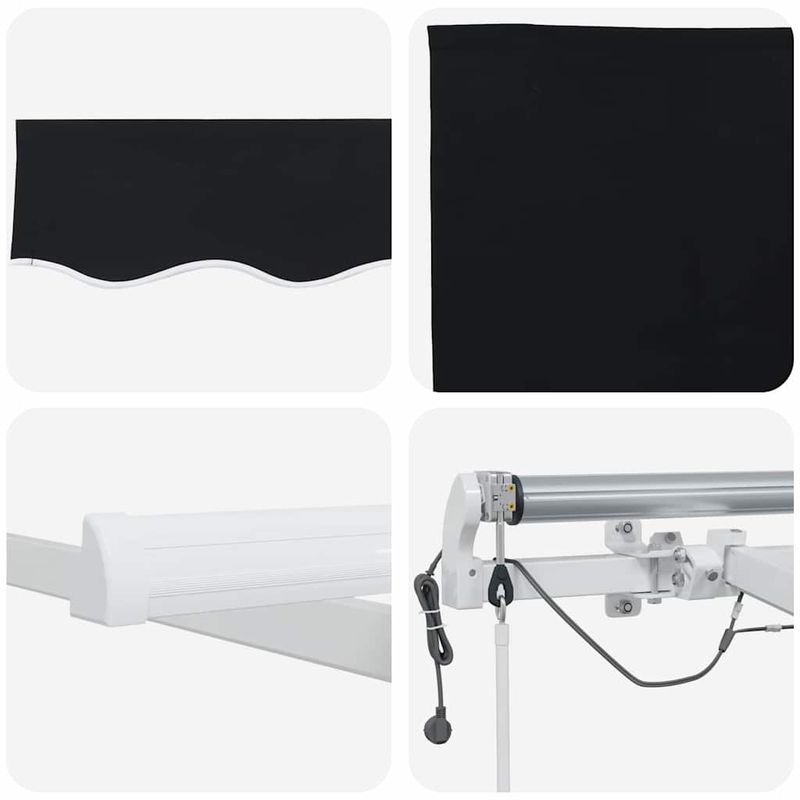 Casa si Gradina - Gradina si terasa - Umbrele si pavilioane - Pavilioane - Cortina Retractabila Negru 300 x 250 cm Stofa si Metal - Infinity.ro