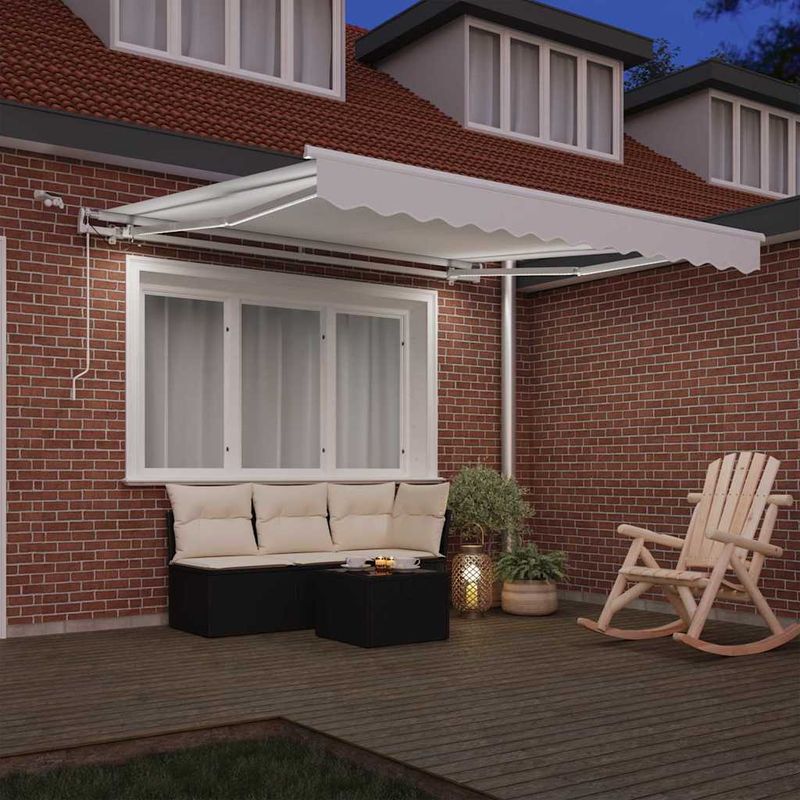 Casa si Gradina - Gradina si terasa - Umbrele si pavilioane - Pavilioane - Cortina Retractabila Alb 300 x 250 cm Stofa si Metal - Infinity.ro