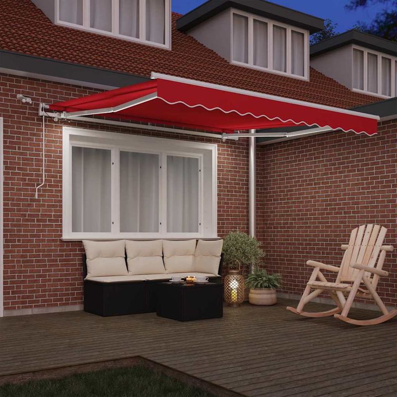Casa si Gradina - Gradina si terasa - Umbrele si pavilioane - Pavilioane - Cortina Retractabila Rosu 300 x 250 cm Stofa si Metal - Infinity.ro