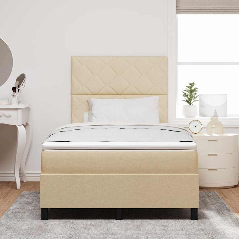 Casa si Gradina - Mobilier - Paturi si accesorii - Paturi - Pat cu arcuri cu saltea cu headboard Crem 120 x 190 cm tesatura - Infinity.ro