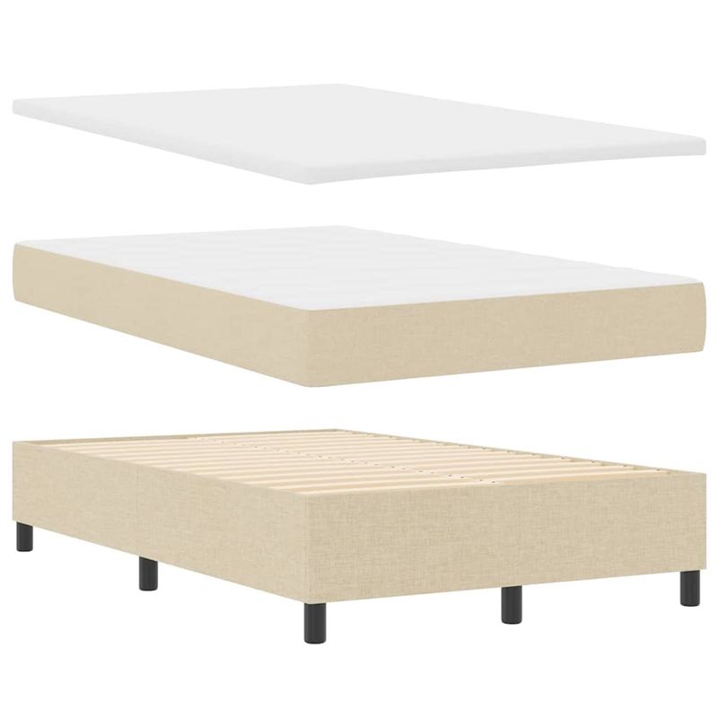 Casa si Gradina - Mobilier - Paturi si accesorii - Paturi - Pat cu arcuri cu saltea cu headboard Crem 120 x 190 cm tesatura - Infinity.ro