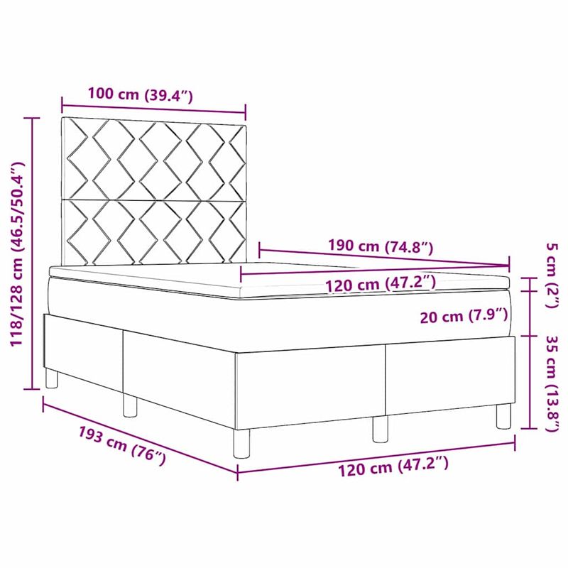 Casa si Gradina - Mobilier - Paturi si accesorii - Paturi - Pat cu arcuri cu saltea cu headboard Crem 120 x 190 cm tesatura - Infinity.ro