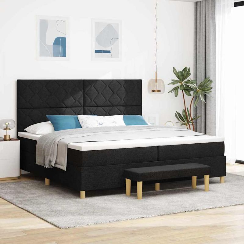 Casa si Gradina - Mobilier - Paturi si accesorii - Paturi - Pat cu arcuri cu saltea Negru 200 x 200 cm tesatura - Infinity.ro