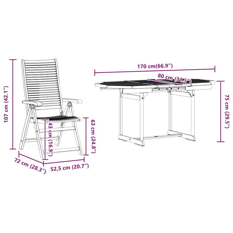 Casa si Gradina - Gradina si terasa - Mobilier exterior - Mese gradina - Set de masa pentru gradina 7 pcs Maro lemn masiv de acacia - Infinity.ro