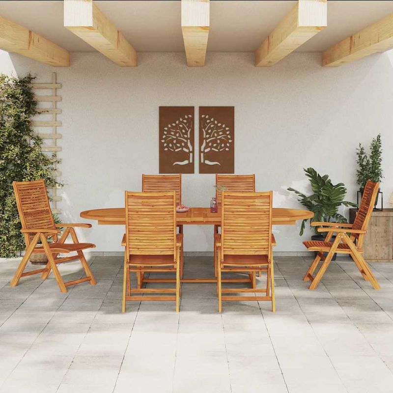 Casa si Gradina - Gradina si terasa - Mobilier exterior - Mese gradina - Set de masa pentru gradina 7 pcs Maro lemn masiv de acacia - Infinity.ro