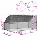 Petshop - Accesorii petshop - Culcusuri si custi - Custi interior si exterior - Cusca pentru pui Argintiu 400 x 200 x 198.5 cm Otel Galvanizat - Infinity.ro