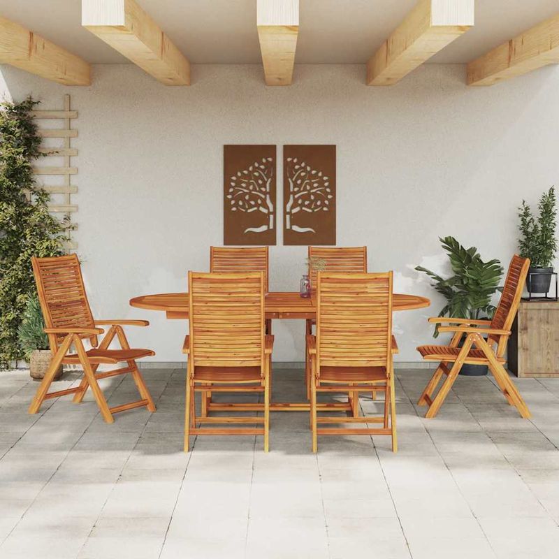 Casa si Gradina - Gradina si terasa - Mobilier exterior - Mese gradina - Set de masa pentru gradina 7 pcs Maro lemn masiv de acacia - Infinity.ro