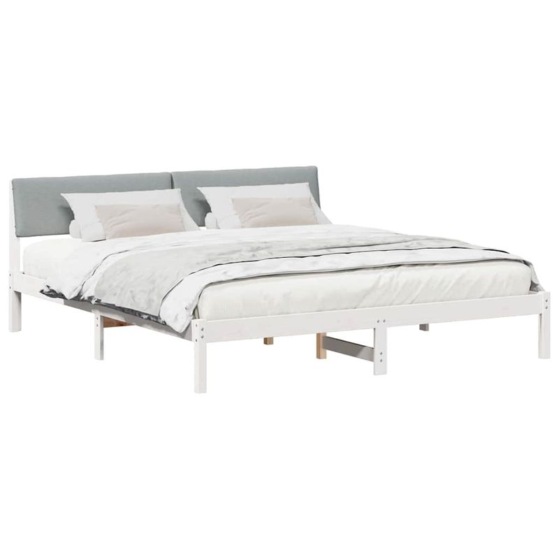 Casa si Gradina - Mobilier - Paturi si accesorii - Paturi - Cadru de pat Alb si gri deschis 180 x 200 cm Lemn masiv de pin - Infinity.ro