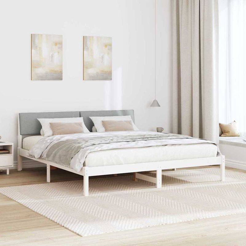 Casa si Gradina - Mobilier - Paturi si accesorii - Paturi - Cadru de pat Alb si gri deschis 180 x 200 cm Lemn masiv de pin - Infinity.ro